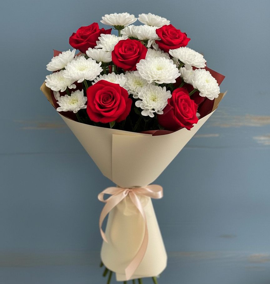 Букет цветов из: Розы и Хризантемы в Первомайском Томской области