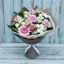 Букет цветов из:  Герберы, Альстромерии и Хризантемы #REPLACE_PRED# Первомайском Томской области