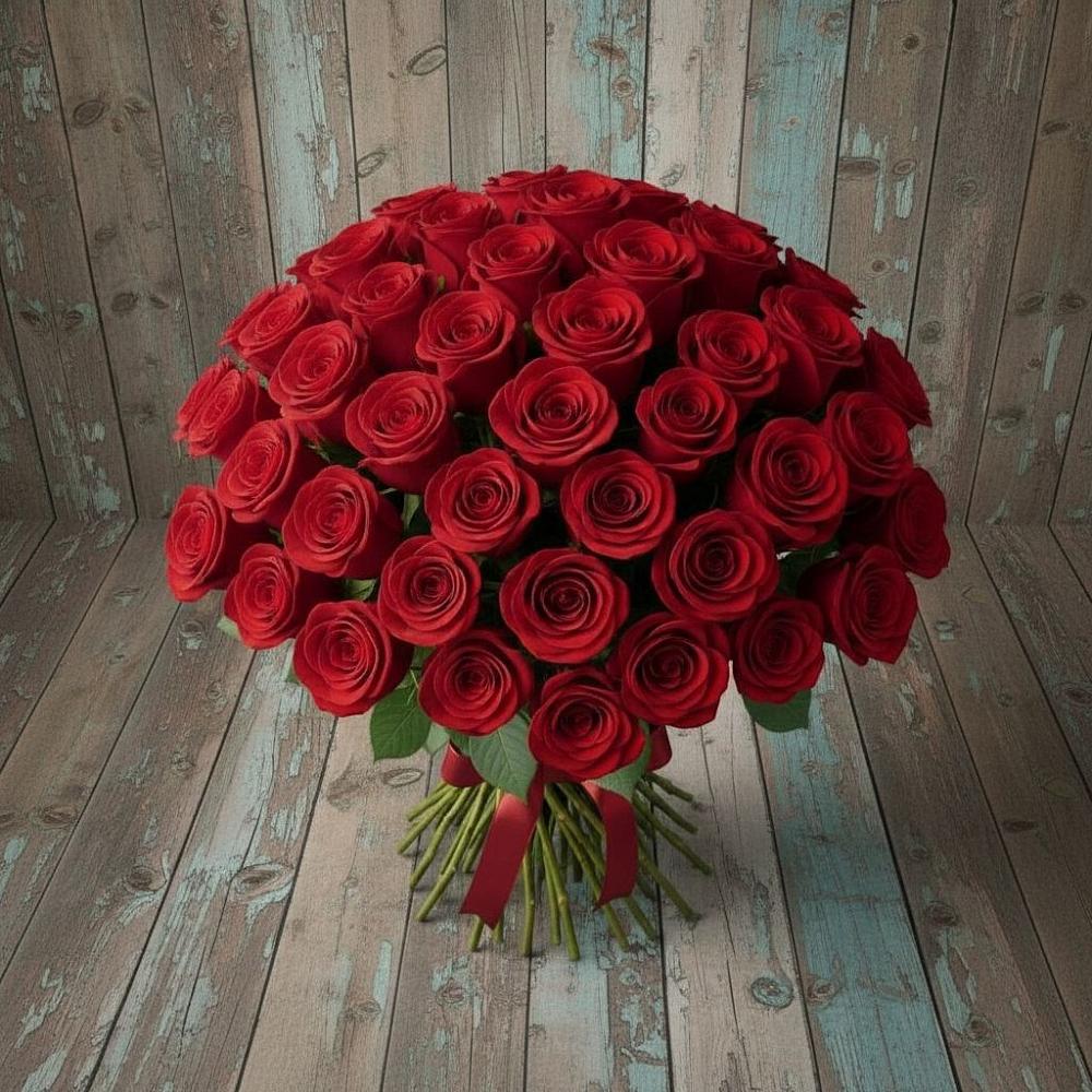 Букет 55 Красных роз Фридом в Первомайском Томской области