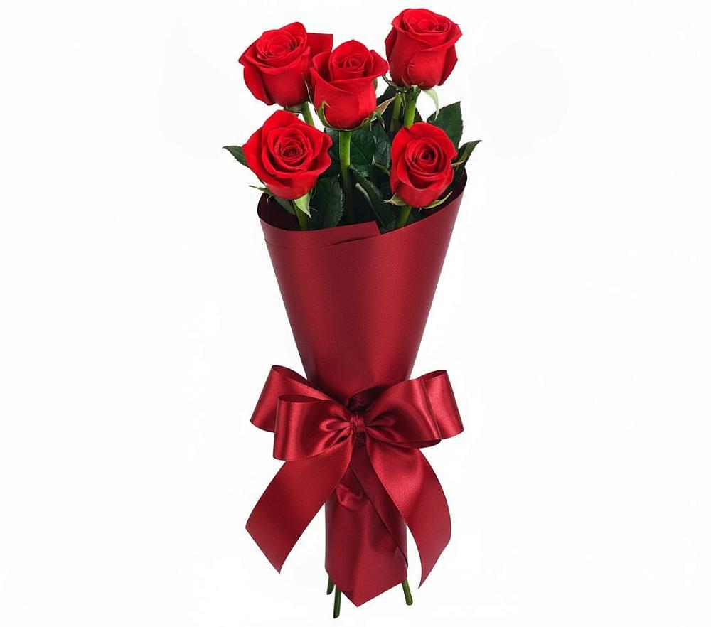 Букет 5 Красных роз Эдлесс Лав в Первомайском Томской области