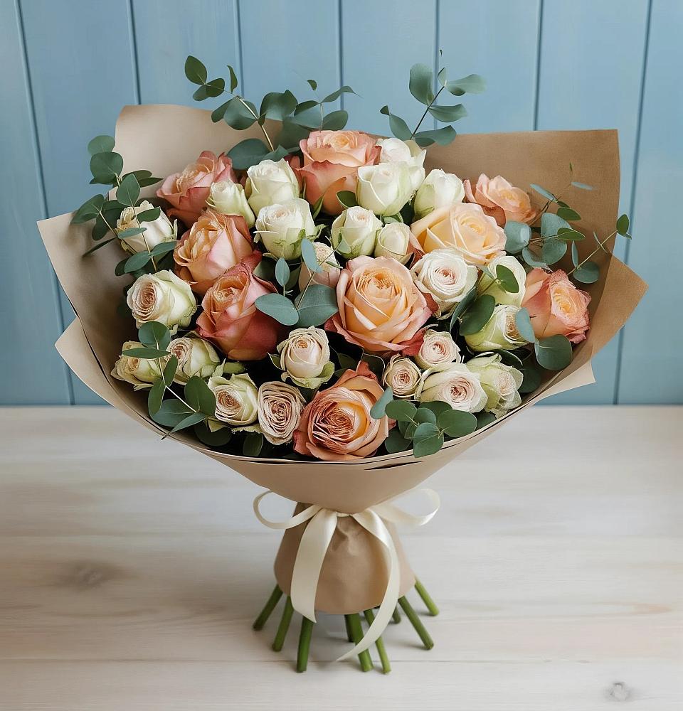 Букет цветов из: Альстромерии и Розы в Первомайском Томской области