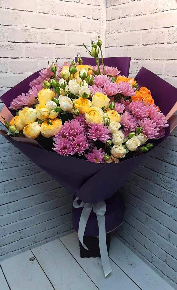 Букет цветов из: Хризантемы и Розы в Первомайском Томской области