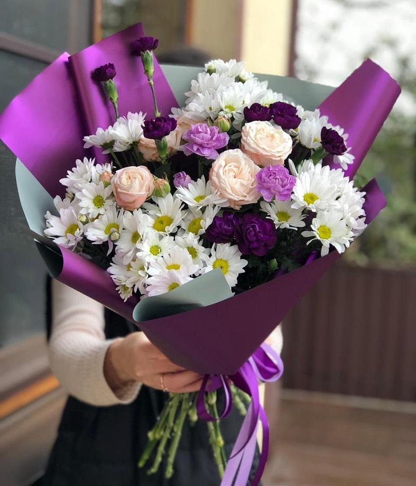 Букет цветов из: Хризантемы, Гвоздики и Розы в Первомайском Томской области