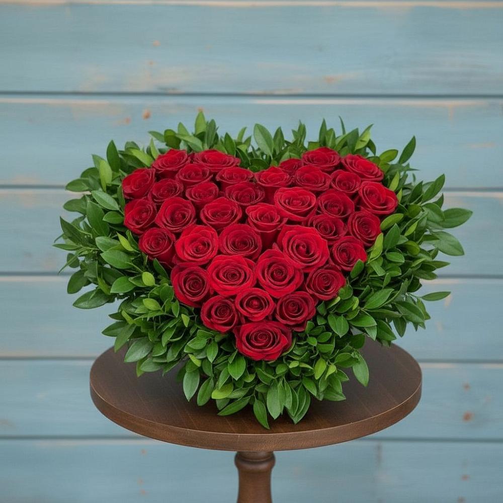 Цветочная композиция из Розы в виде сердца в Первомайском Томской области