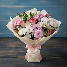 Букет цветов из:  Хризантемы, Альстромерии и Розы в Первомайском Томской области