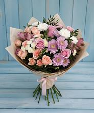 Букет цветов из:  Хризантемы, Розы и Альстромерии в Первомайском Томской области