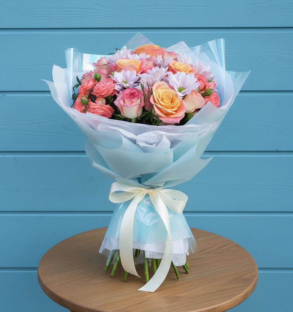 Букет цветов из: Хризантемы и Розы в Первомайском Томской области