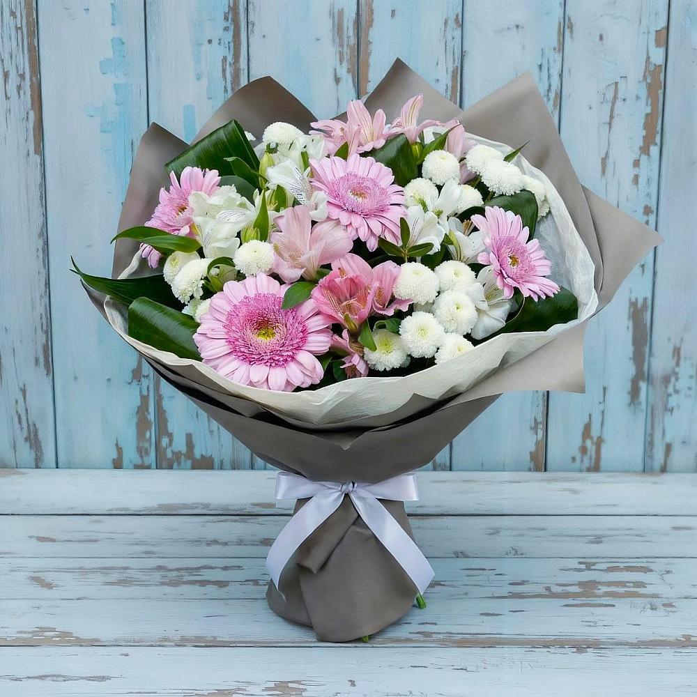 Букет цветов из: Герберы, Альстромерии и Хризантемы в Первомайском Томской области