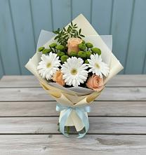 Букет цветов из:  Герберы, Розы и Хризантемы #REPLACE_PRED# Первомайском Томской области